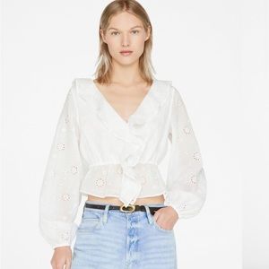 NWT frame ruffle eyelet top